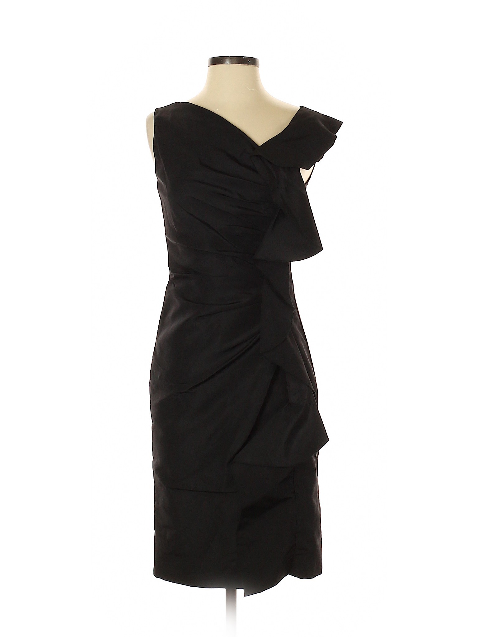 Oscar De La Renta 100% Silk Solid Black Casual Dress Size 4 - 80% off ...