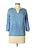 Monteau 100% Polyester Blue 3/4 Sleeve Blouse Size L - photo 1