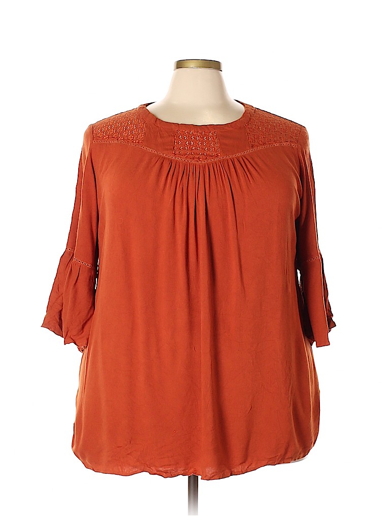 Suzanne Betro 100% Rayon Orange 3/4 Sleeve Blouse Size 4X (Plus) - photo 1
