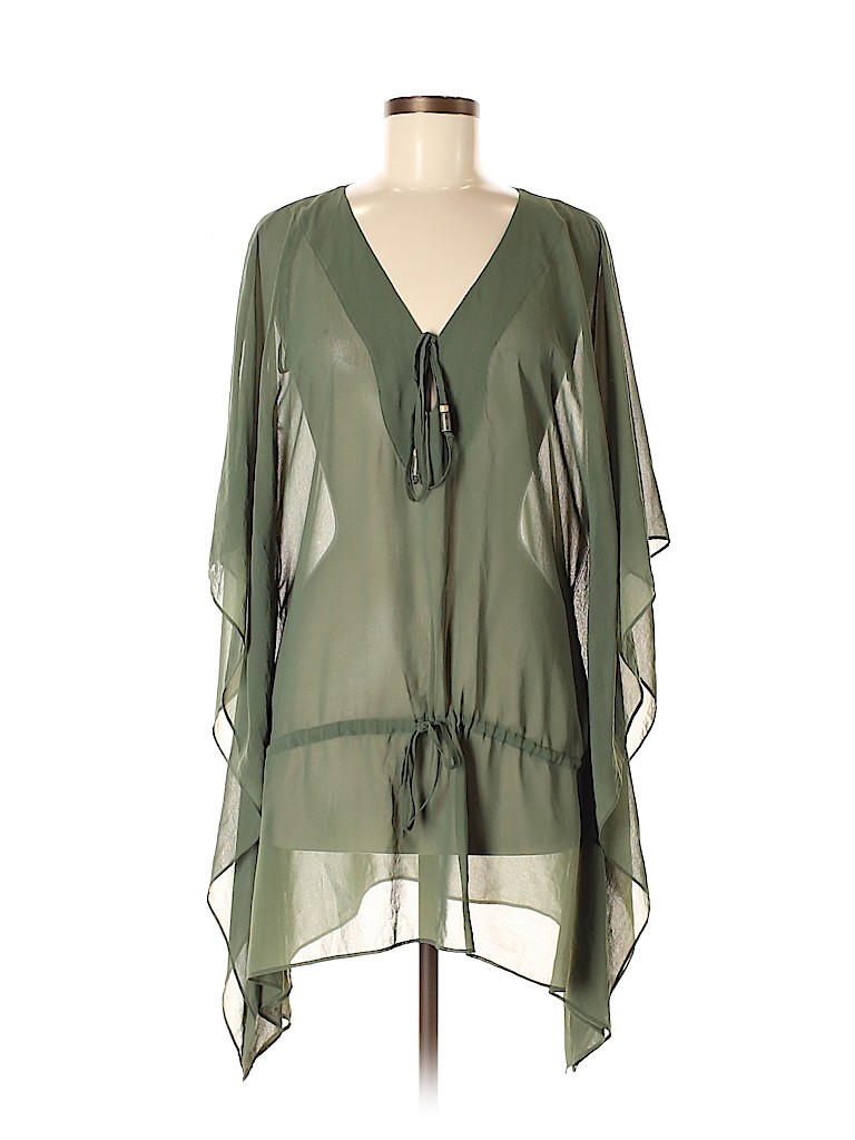 Rachel Rachel Roy 100 Polyester Solid Dark Green 3 4 Sleeve Blouse