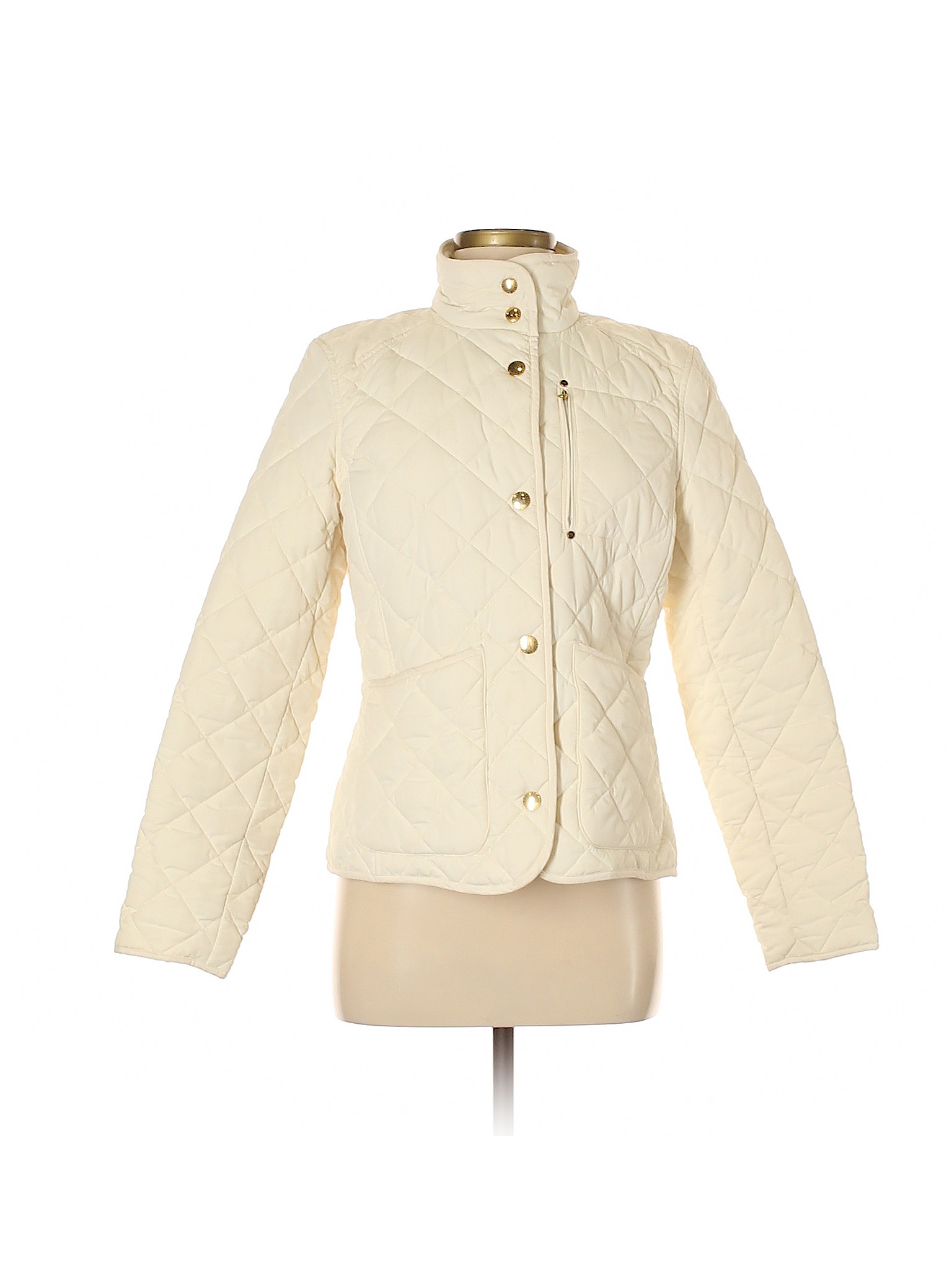Lauren by Ralph Lauren 100% Polyester Solid Ivory Jacket Size M - 75% ...