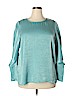 ELOQUII 100% Polyester Blue Long Sleeve Blouse Size 18 - photo 1