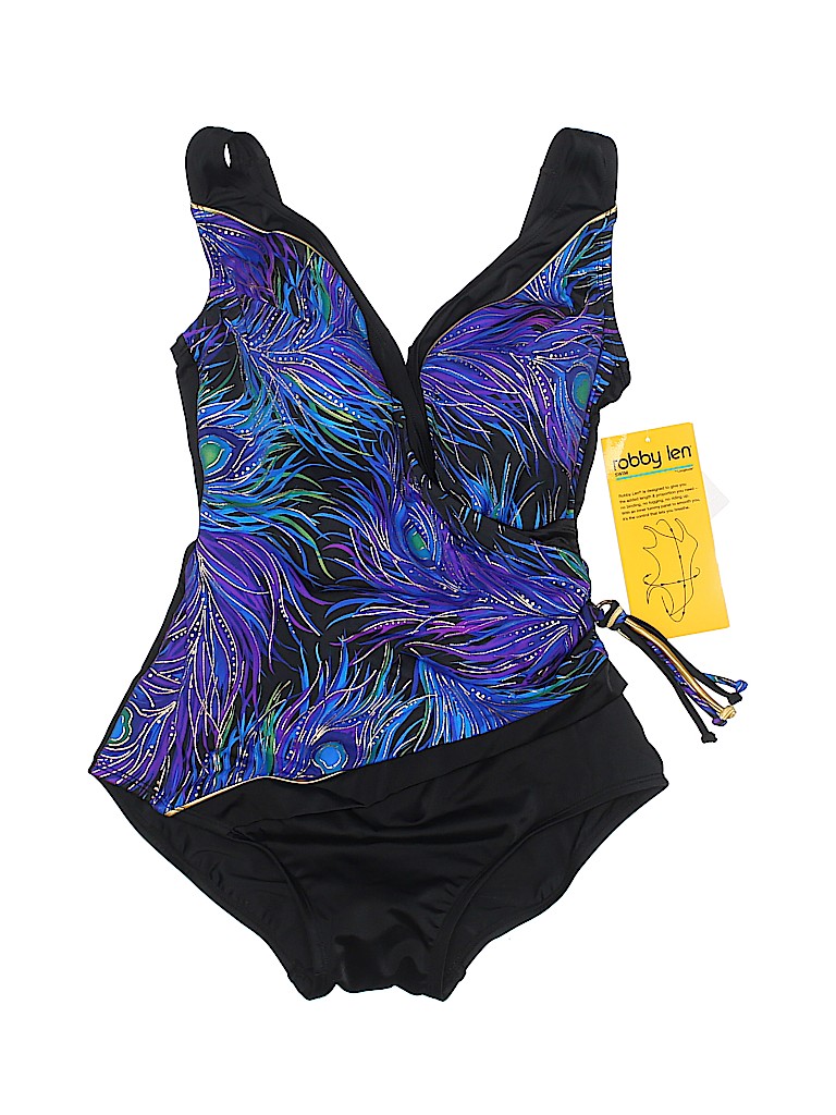 Robby Lens Swimwear Print Black One Piece Swimsuit Size 18w (Plus) - 41 ...