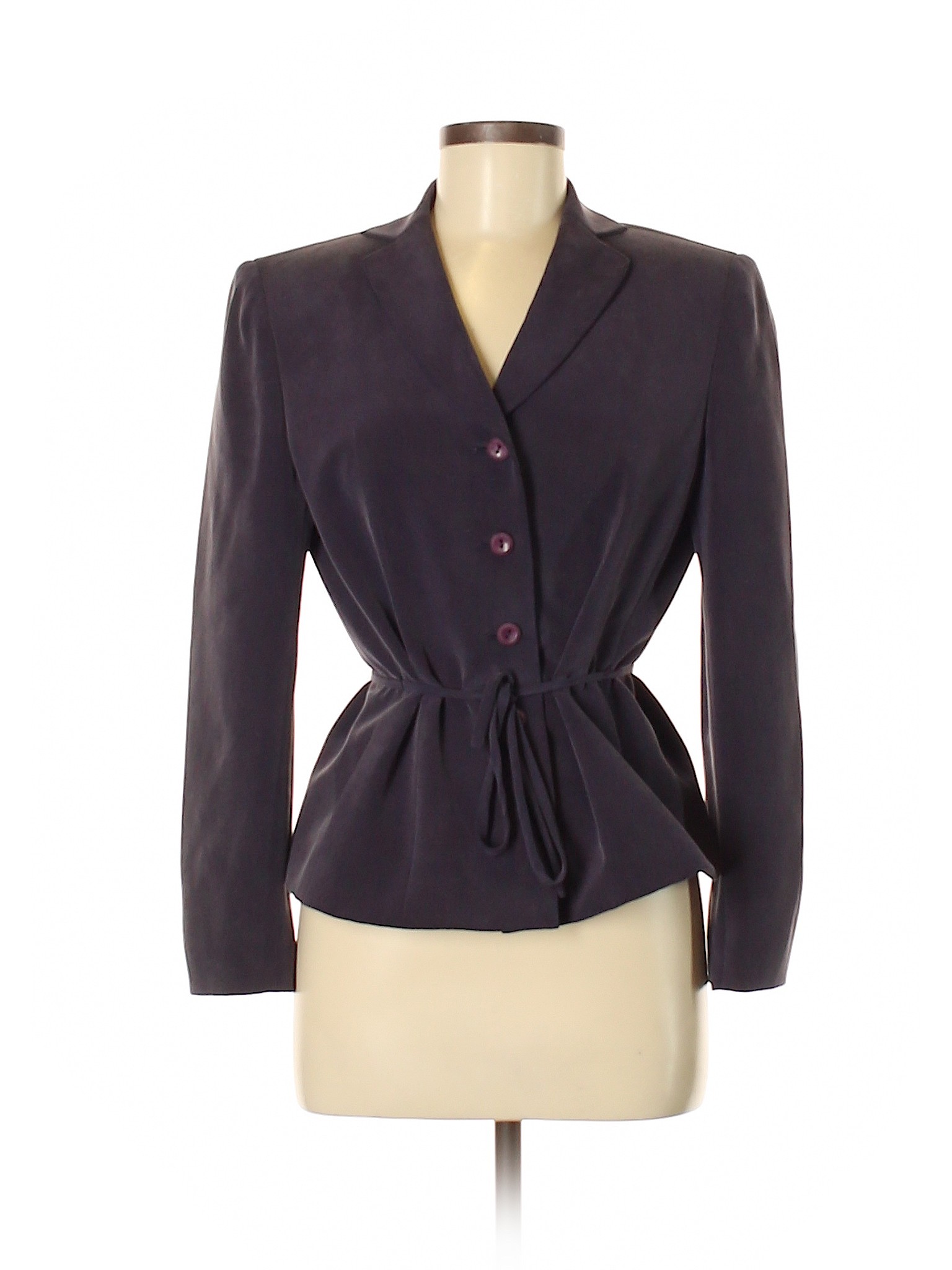 Kasper A.S.L. 100% Silk Solid Dark Purple Silk Blazer Size 8 (Petite ...