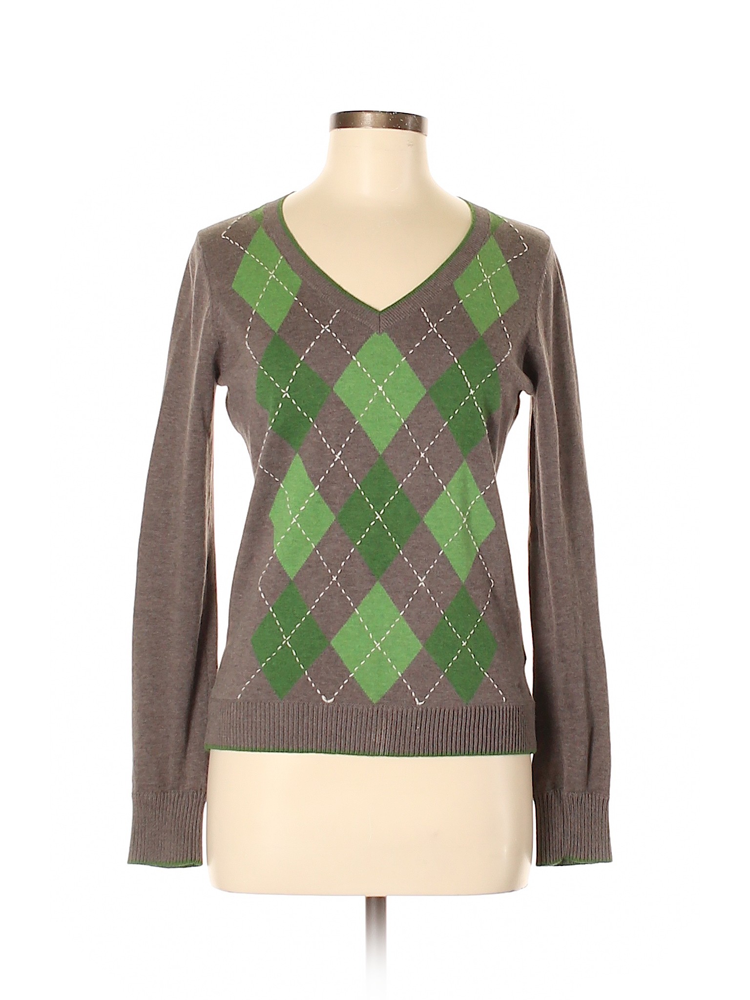 Esprit 100% Cotton Argyle Gray Pullover Sweater Size M - 88% off | thredUP