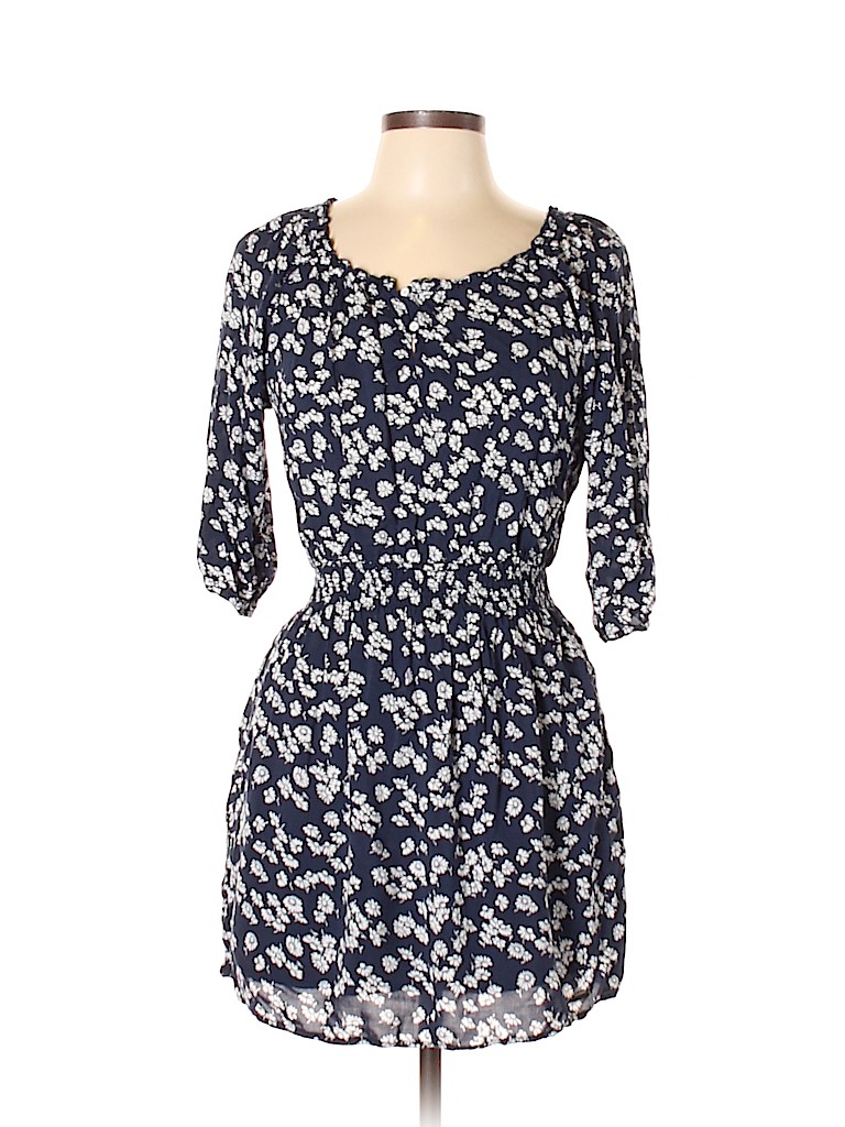 Hollister 100% Viscose Floral Navy Blue Casual Dress Size L - 78% off ...