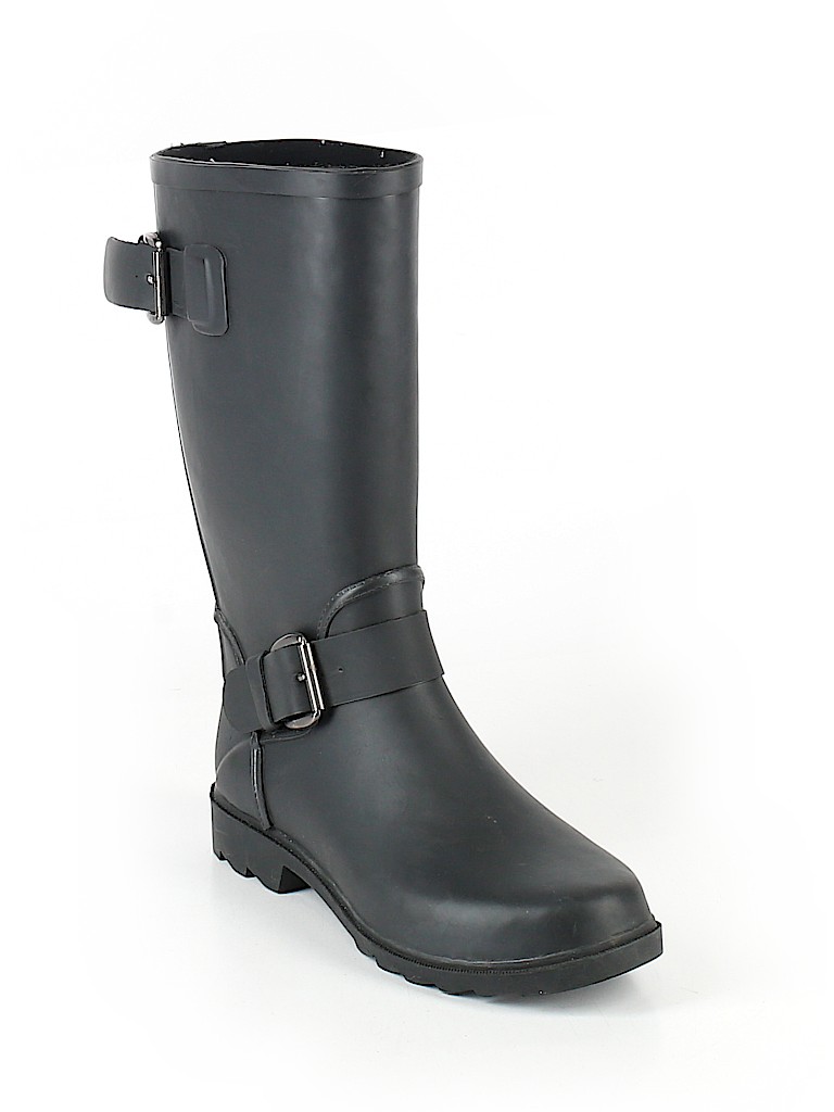 Justice Solid Black Rain Boots Size 8 