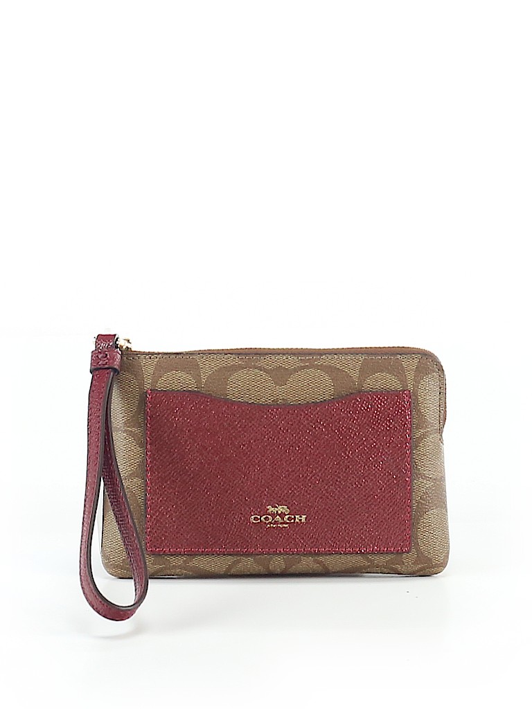 Coach Factory 100% Leather Print Brown Leather Wristlet One Size - 67% off | thredUP