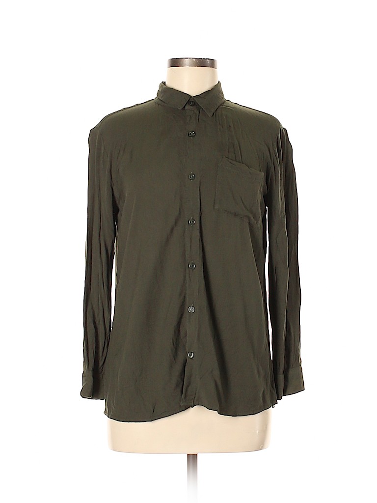 Market and Spruce 100% Viscose Green Long Sleeve Button-Down Shirt Size S - photo 1