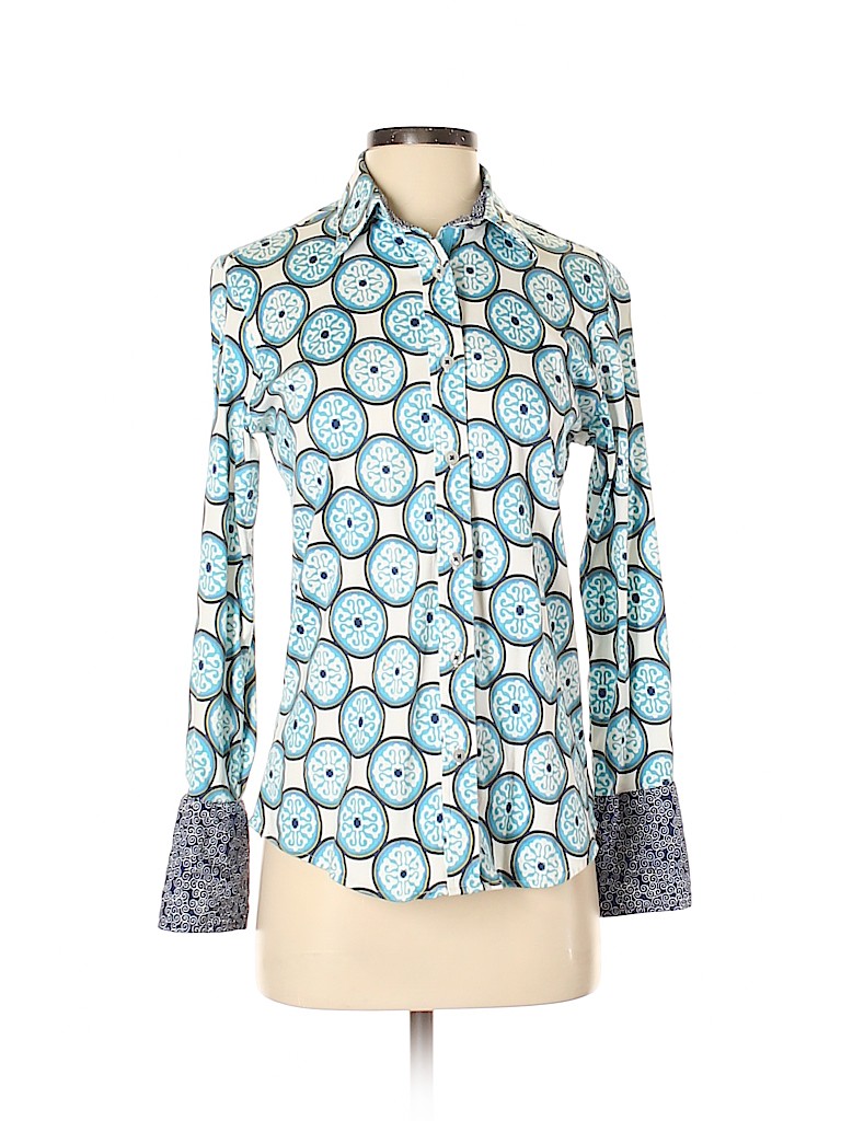 Tizzie Print Blue Long Sleeve Button-Down Shirt Size S - 84% off | thredUP