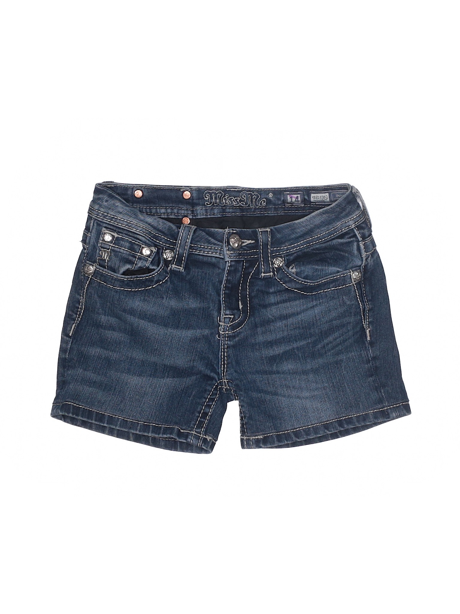 Miss Me Solid Blue Denim Shorts Size 14 - 21% off | thredUP