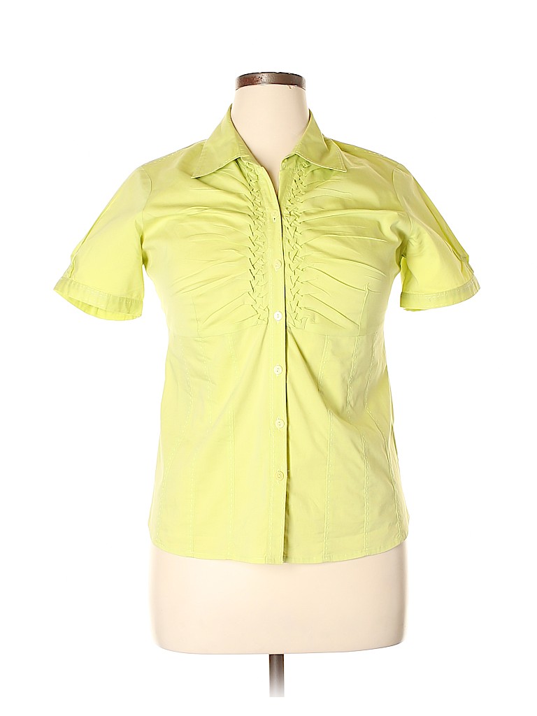 Lana Lee Green Short Sleeve Button-Down Shirt Size 10 - photo 1