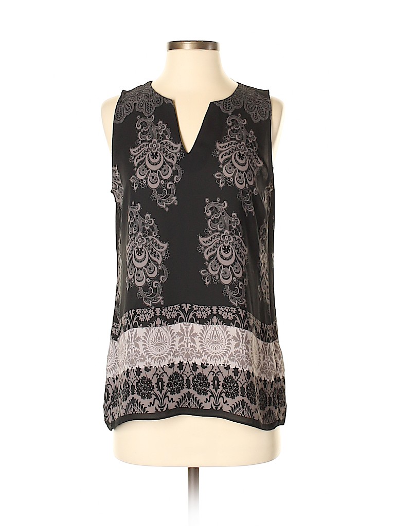 Violet & Claire 100% Polyester Print Black Sleeveless Blouse Size S ...