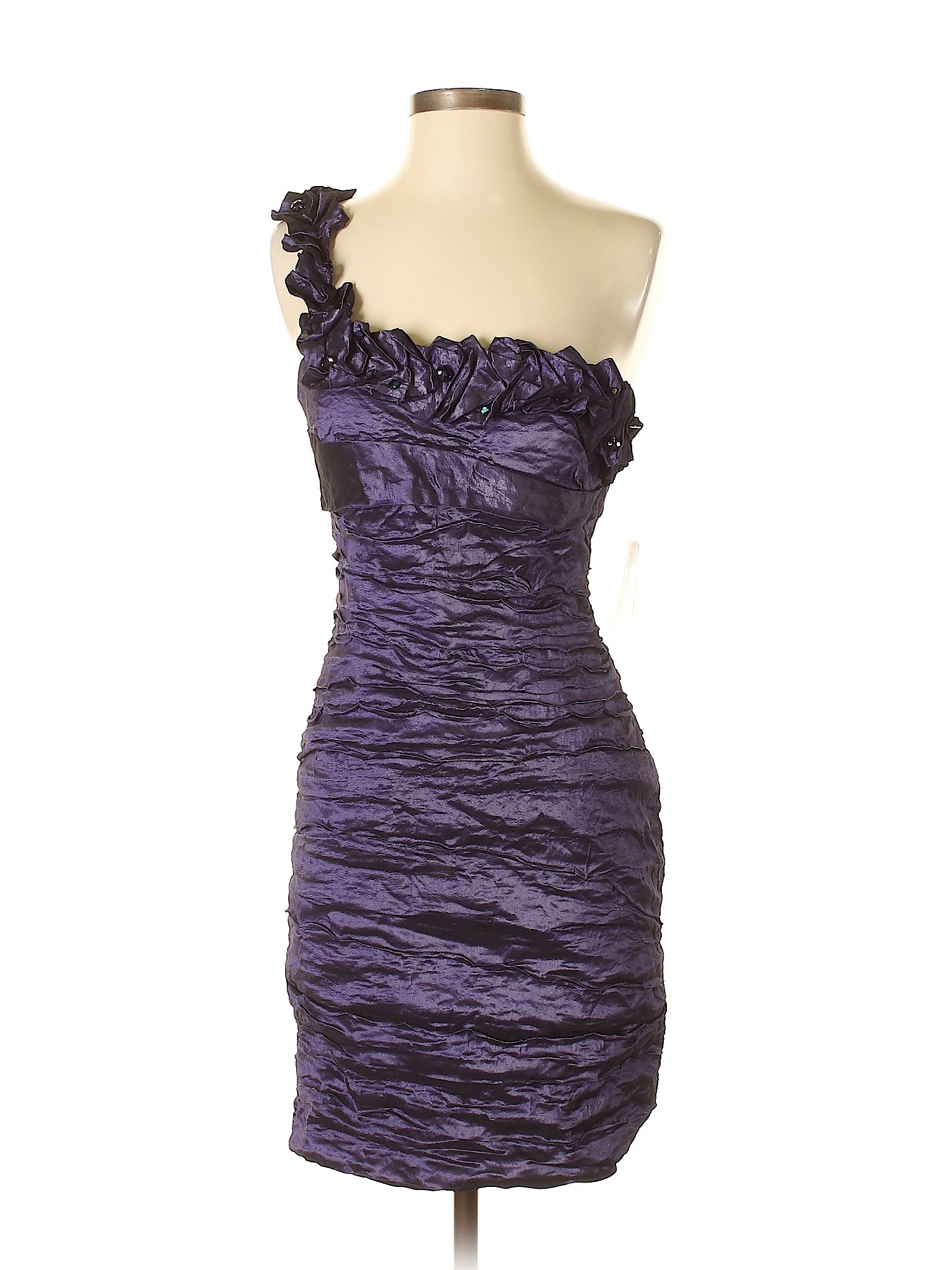 Alberto Makali 100 Polyester Solid Purple Cocktail Dress Size S 92 