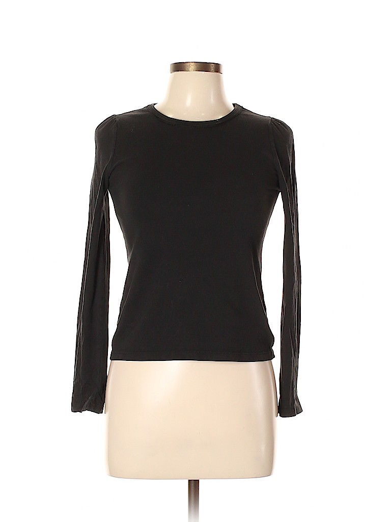 Faded Glory 100% Organic Cotton Solid Black Long Sleeve T-Shirt Size XL ...