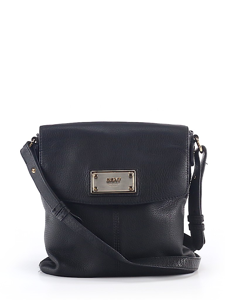 DKNY 100% Leather Solid Black Leather Crossbody Bag One Size - 79% off ...