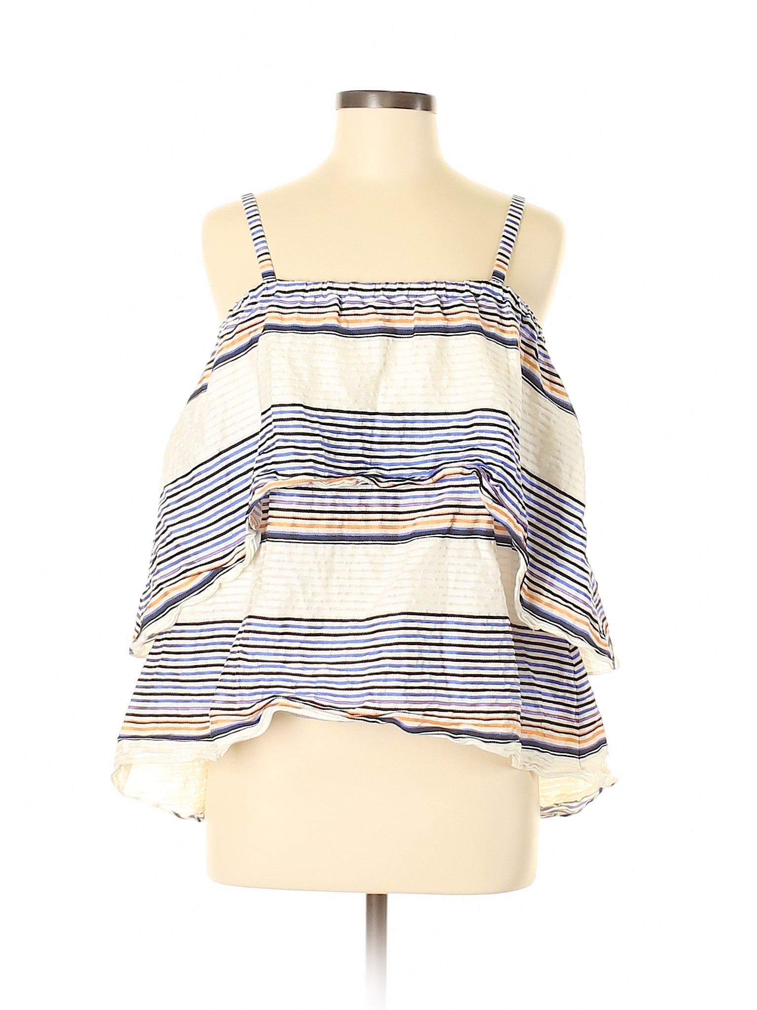 Tanya Taylor Stripes Blue Sleeveless Blouse Size 4 - 82% off | thredUP