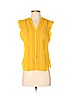 H&M 100% Polyester Yellow Short Sleeve Blouse Size 2 - photo 1