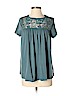 Eri + Ali 100% Cotton Teal Short Sleeve Blouse Size S - photo 1