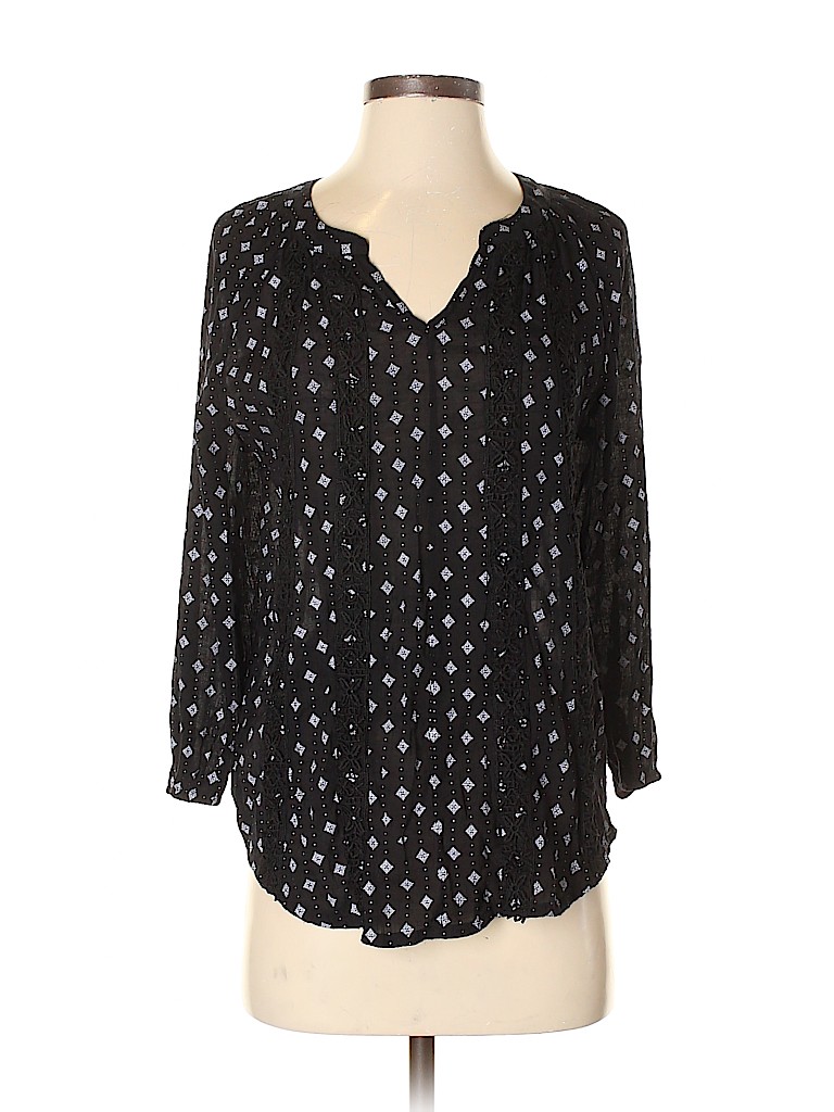 Counterparts Print Black 3/4 Sleeve Blouse Size S - 88% off | thredUP