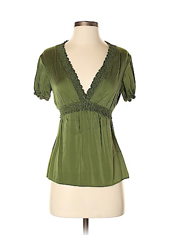 BCBGMAXAZRIA Short Sleeve Silk Top (view 1)