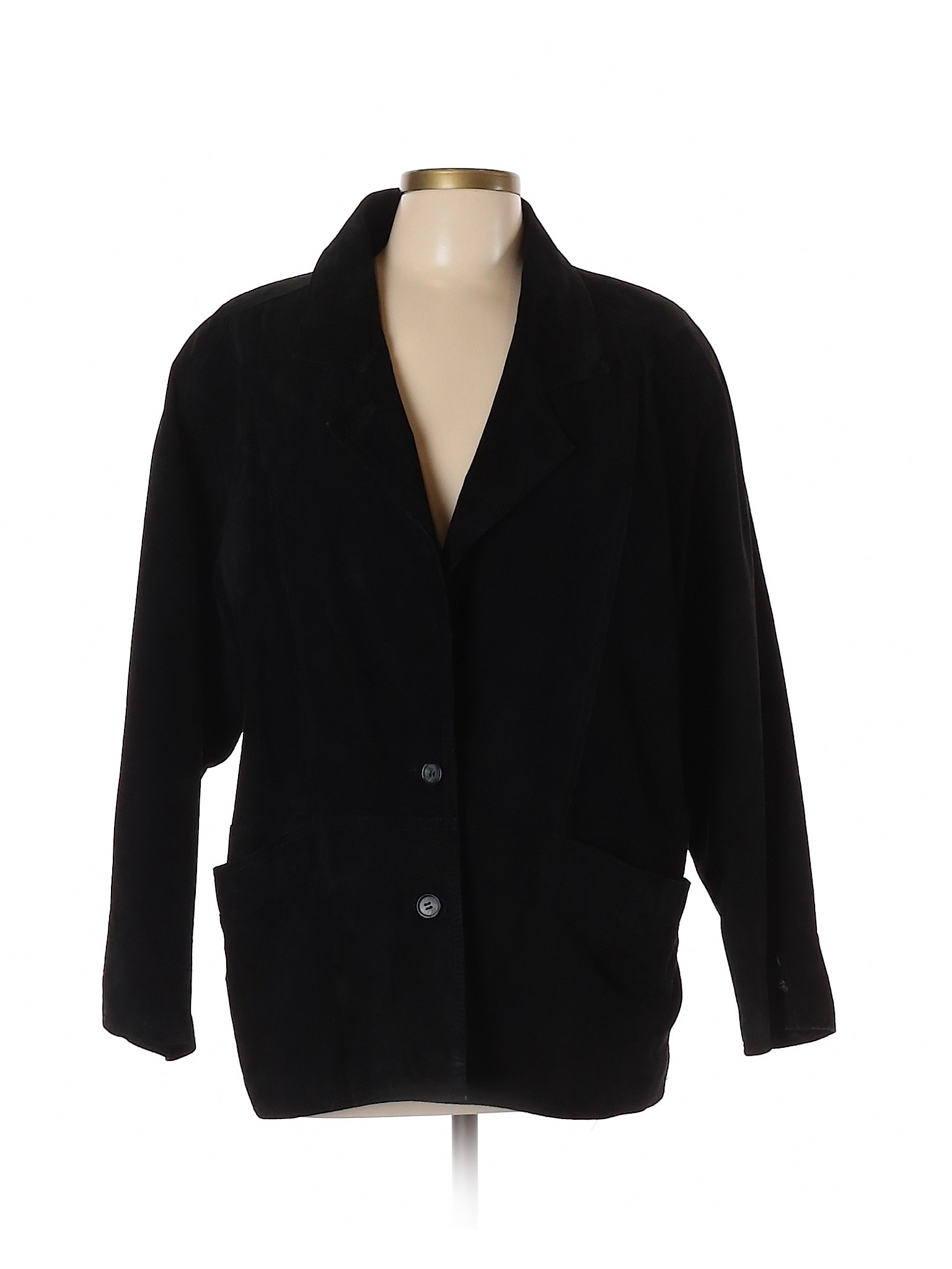 Details About Jcpenney Women Black Leather Jacket Lg