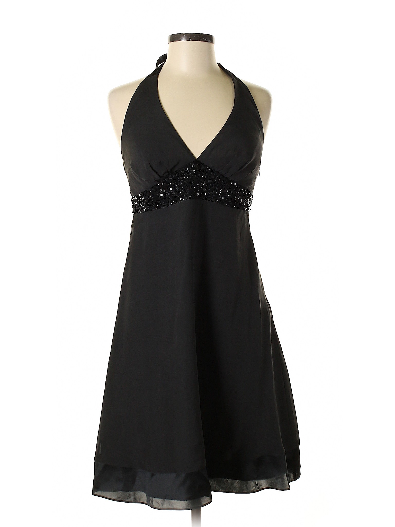 White House Black Market 100% Silk Solid Black Cocktail Dress Size 6 ...