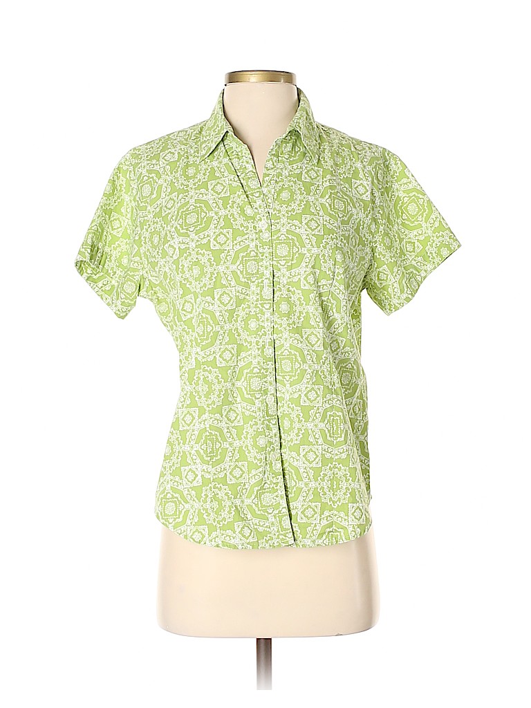 Haband! Print Green Short Sleeve Button-Down Shirt Size S - 66% off ...
