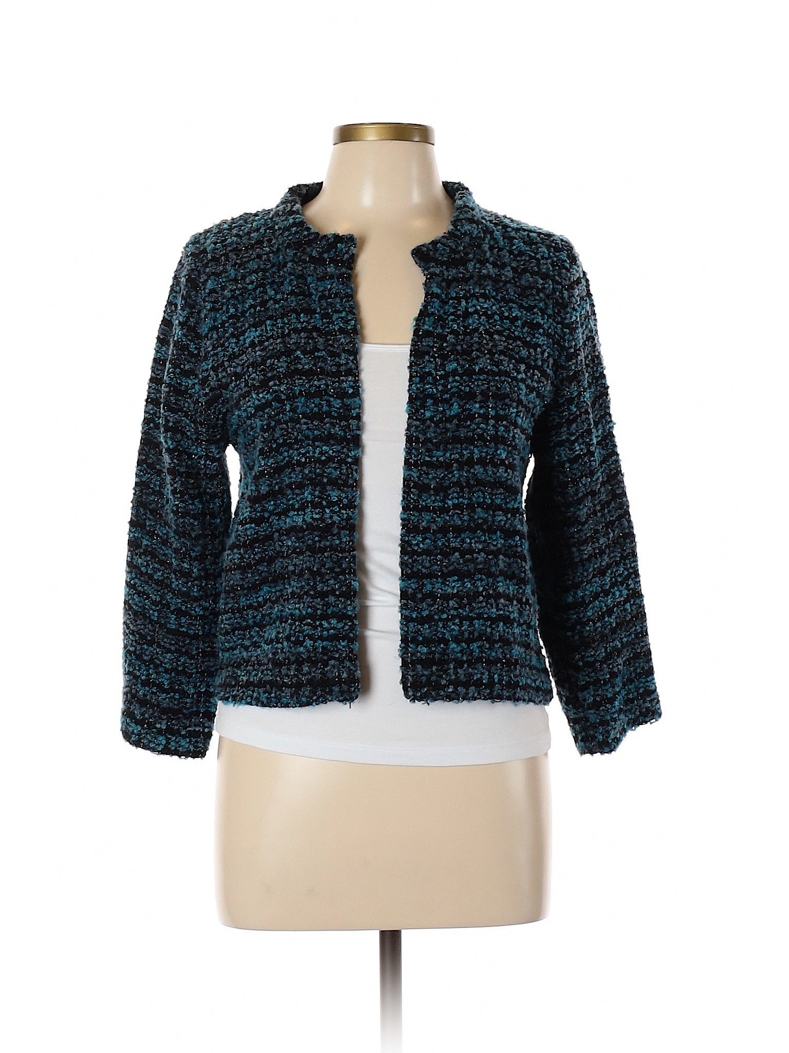 Apt. 9 Color Block Teal Blue Cardigan Size L - 61% off | thredUP