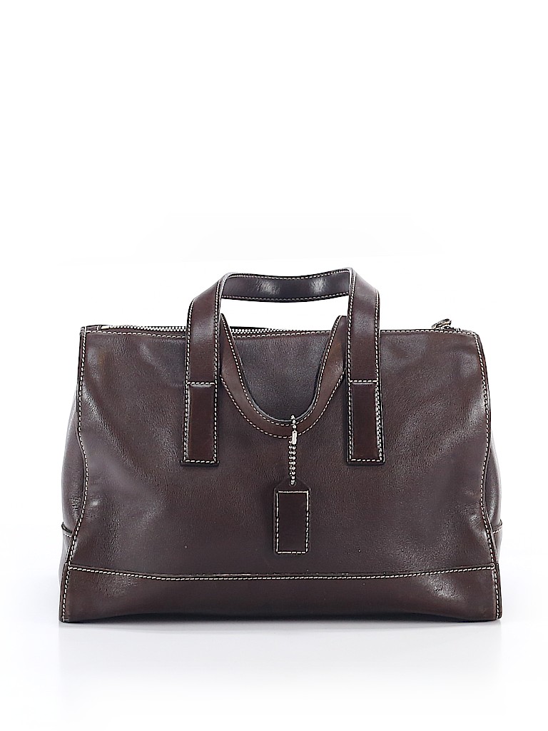 Coach Solid Brown Leather Satchel One Size - 85% off | thredUP