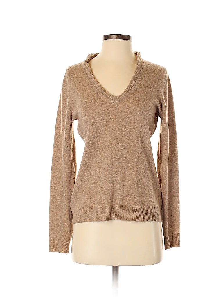 Garnet Hill 100% Cashmere Solid Tan Cashmere Pullover Sweater Size XS ...