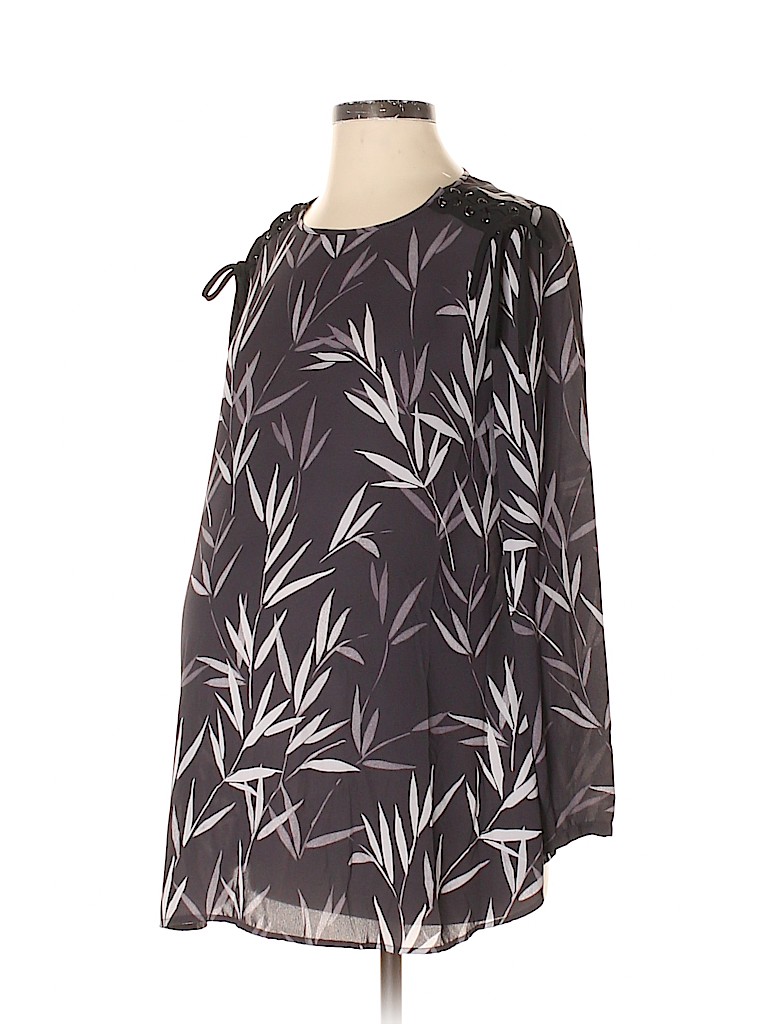 Noir 100% Polyester Tropical Gray Long Sleeve Blouse Size S (Maternity) - photo 1