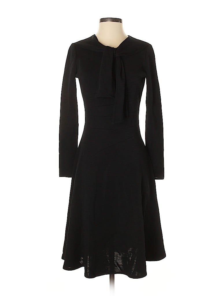 Teri Jon by Rickie Freeman 100% Wool Solid Black Casual Dress Size 4 ...