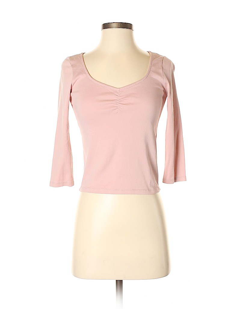 Divided By Handm Solid Pink Short Sleeve Top Size S 58 Off Thredup