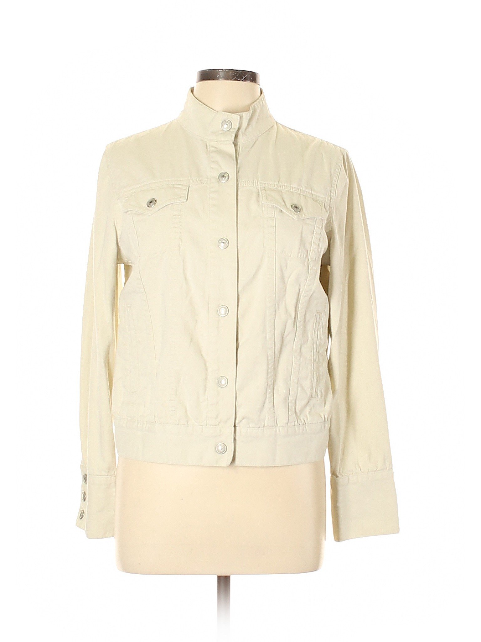 Gap 100% Cotton Solid Ivory Denim Jacket Size M - 77% off | thredUP