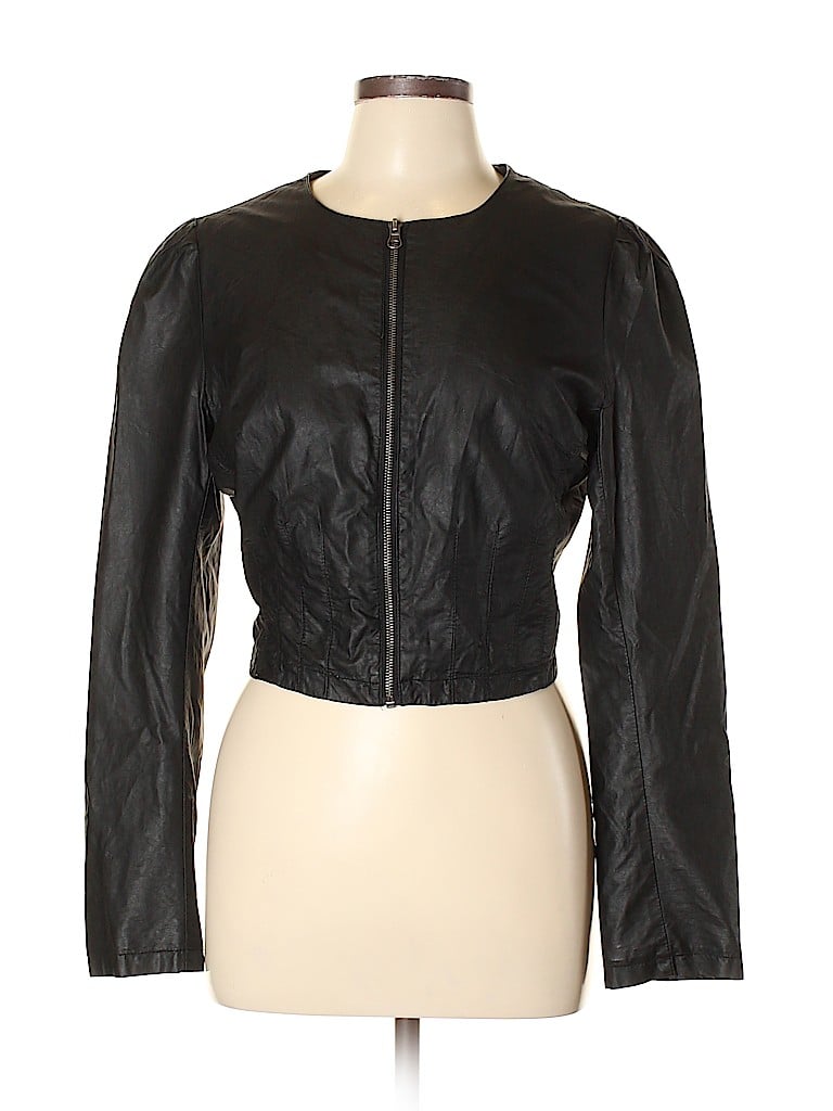 Charlotte Russe 100% Polyurethane Black Leather Jacket Size L - photo 1