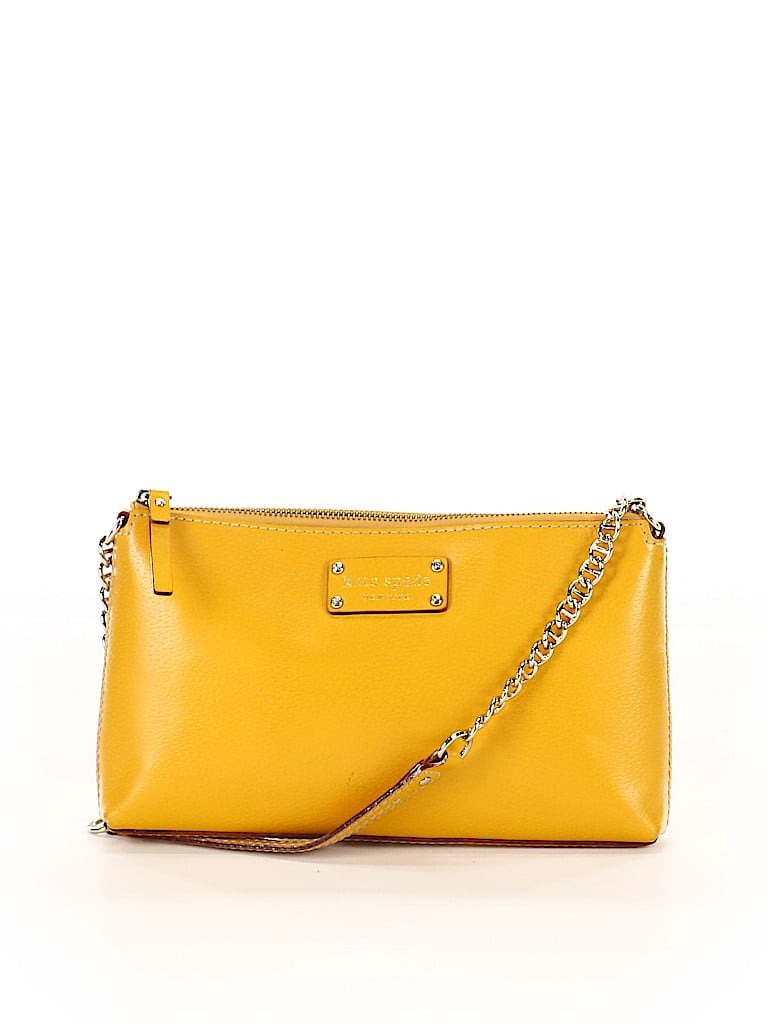 Kate Spade New York 100% Leather Solid Yellow Leather Shoulder Bag One ...