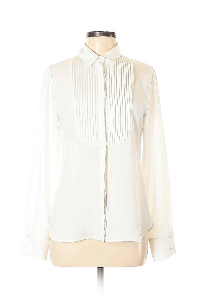 Anne Fontaine 100% Polyester Solid White Long Sleeve Blouse Size 40 (FR ...