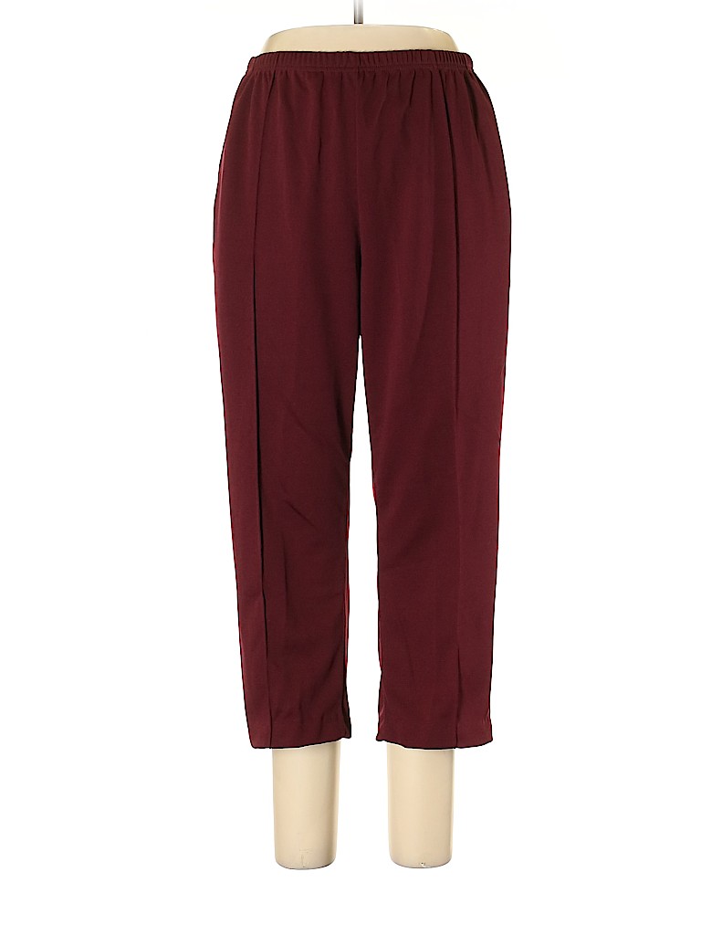 Sara Morgan for Haband 100% Polyester Solid Maroon Red Casual Pants ...