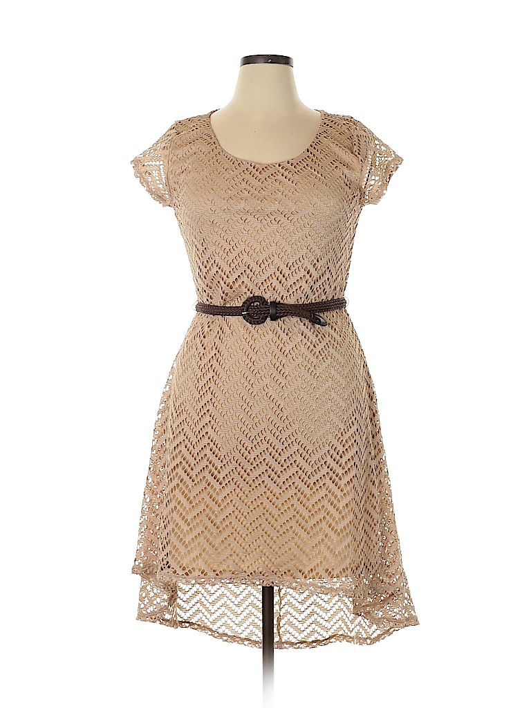 AUW 100% Polyester Tan Cocktail Dress Size L - photo 1