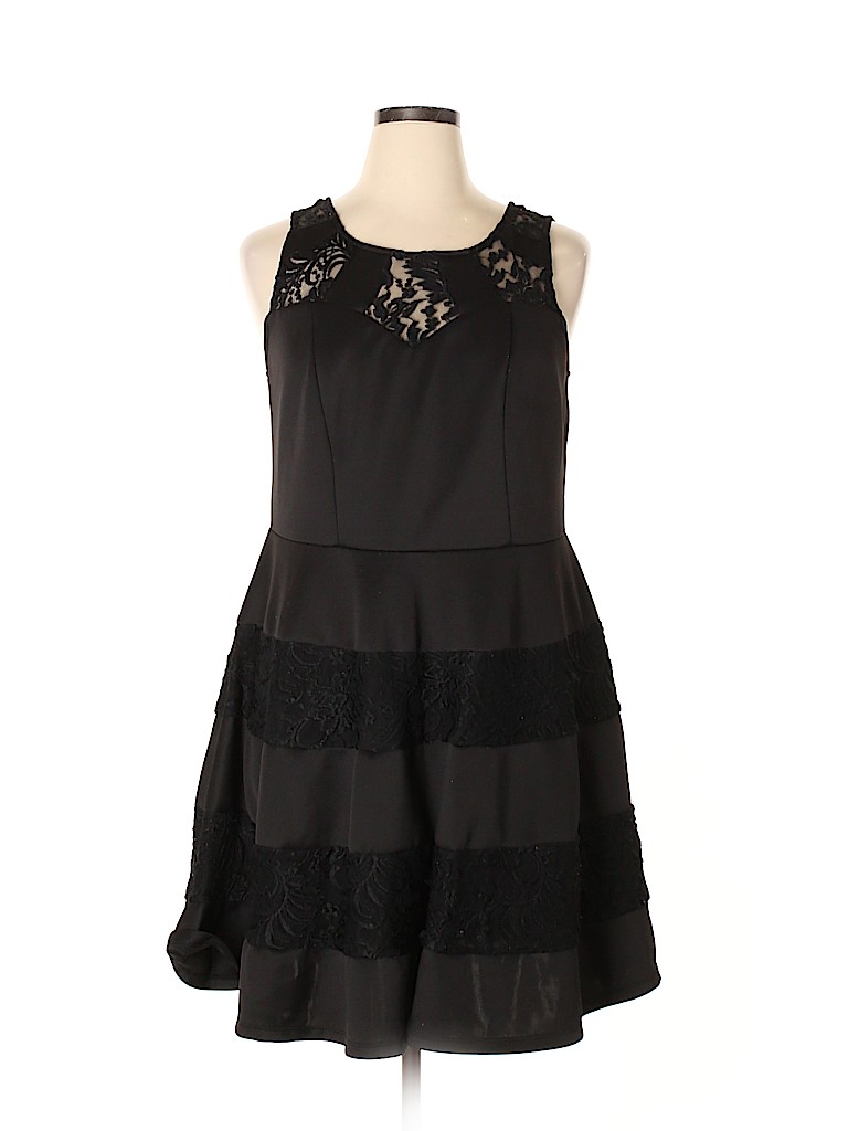 Three Pink Hearts Trixxi 100% Polyester Black Casual Dress Size 1X ...