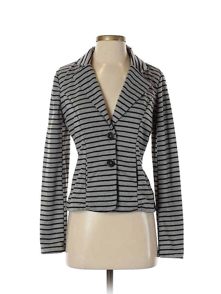 Check and Stripe 100% Polyester Gray Blazer Size S - photo 1