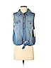 Vanilla Star 100% Cotton Blue Sleeveless Button-Down Shirt Size M - photo 1