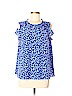 Kate Spade New York 100% Silk Floral Blue Short Sleeve Silk Top Size M - photo 1