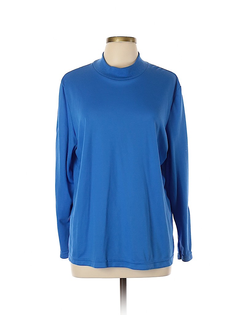 Haband! 100% Polyester Solid Blue Sweatshirt Size L - 83% off | thredUP