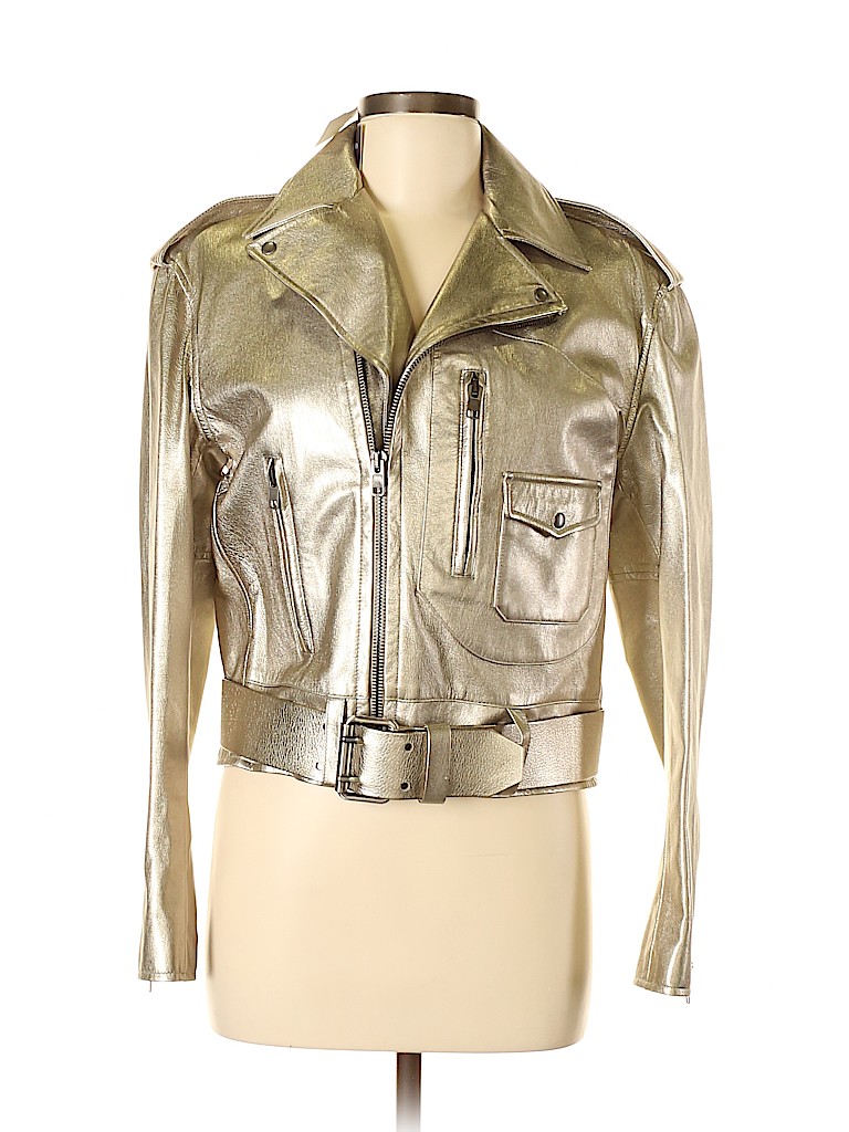 Ralph Lauren Collection 100% Leather Green Gold Leather Jacket Size 6 ...