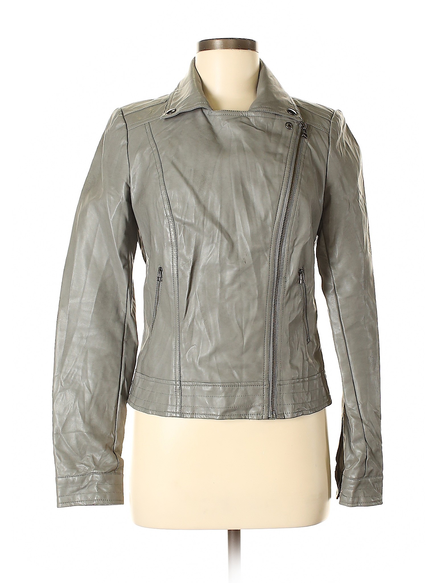 Details About Britney Spears For Can S Women Gray Faux Leather Jacket Med