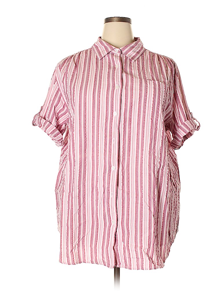 Mainstreet Blues 100% Cotton Stripes Pink Short Sleeve Button-Down ...