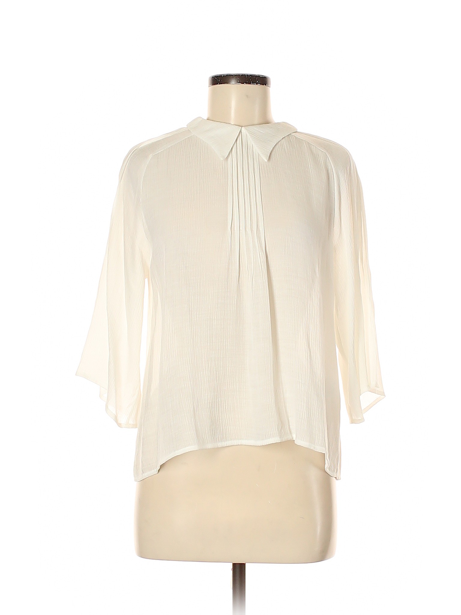 The Korner 100% Polyester Solid White Short Sleeve Blouse Size M - 47% ...