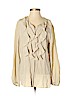 Creme Fraiche 100% Silk Tan Long Sleeve Silk Top Size S - photo 1
